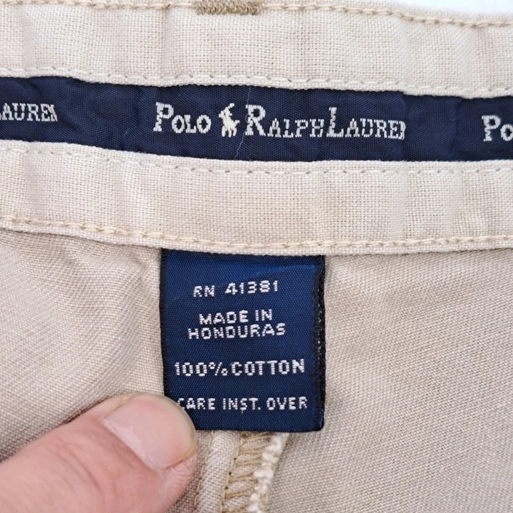 Polo Ralph Lauren Chino Pants Mens 36x30 Cotton Khaki Pleated Straight Leg Tan - Picture 5 of 11